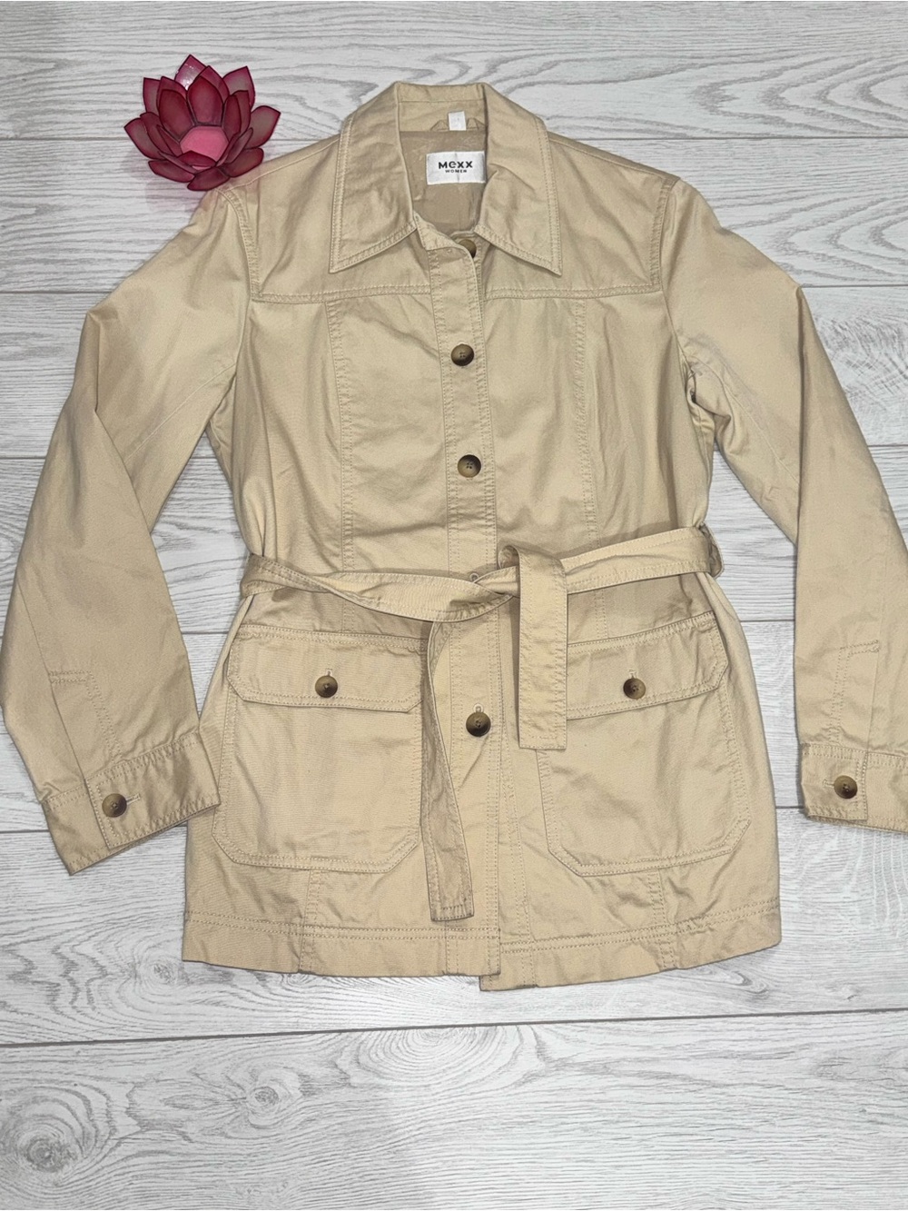 Mexx Lightweight Belted Trench Coat in Beige